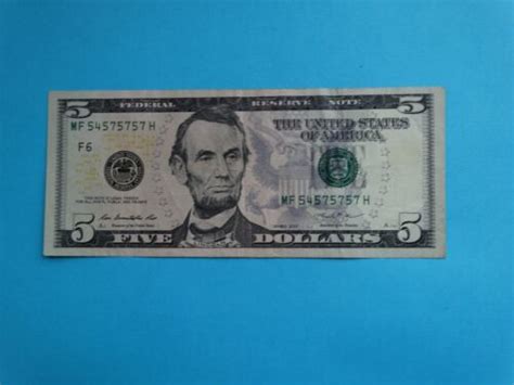 2013 Five Dollar Bill Fancy Serial Number Trinary Ebay