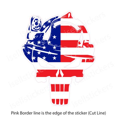 Punisher Skull Usa Flag Firefighter Window Decal Bumper Sticker