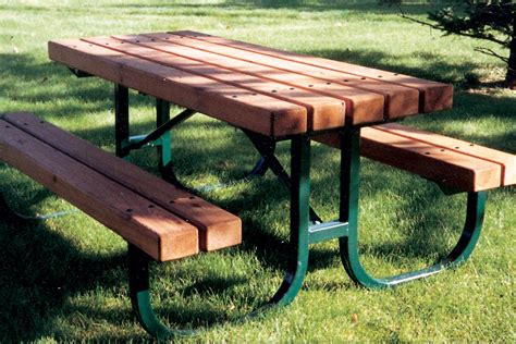 Lifetime's large assortment of picnic tables are completely waterproof, rust resistant, and will not crack, chip, or peel. Series B Picnic Tables | Custom Park & Leisure