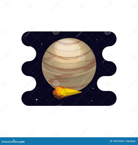 Venus Planet With Meteorite Scene Space Stock Illustration