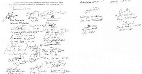 Signatures Of 27 Members Of The Turkish Parliament For An Internet