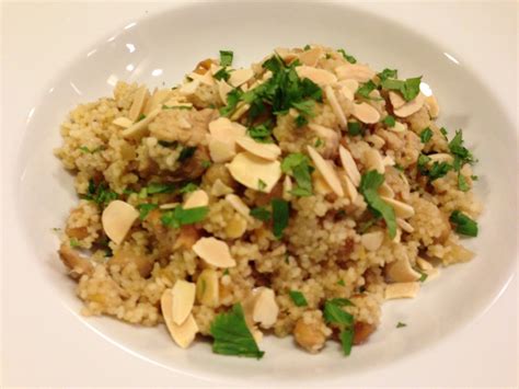 Add the red onions, dried apricots, chopped parsley and almonds to the couscous bowl. Couscous with Grilled Chicken, Apricots, Chickpeas and ...