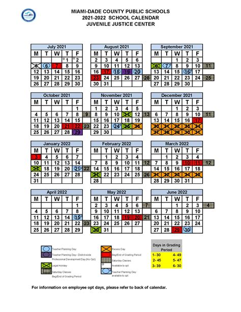 Calendario Escolar 2022 Miami