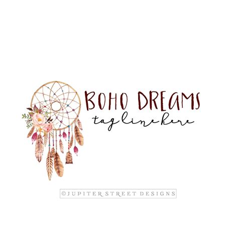 Dream Catcher Logo Boho Logo Feather Logo Watercolor Etsy Logo