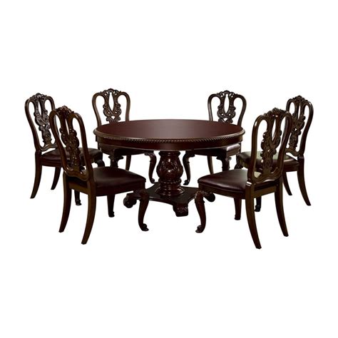 Furniture Of America Ramsaran 7 Piece Round Wood Dining Set In Brown