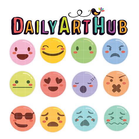 Cute Pastel Emoticons Clip Art Set Daily Art Hub Free Clip Art Everyday