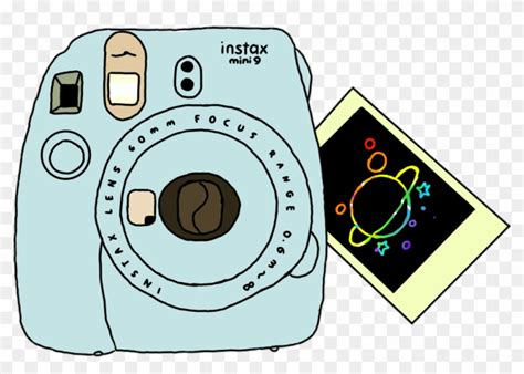 Polaroid Camera And Galaxy Self Drawn Sticker Polaroid Camera And