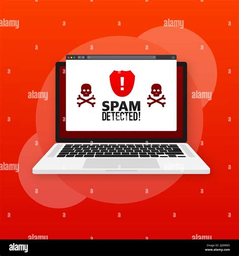 Red Spam Detected Icon Phishing Scam Hacking Concept Cyber Security Concept Alert Message