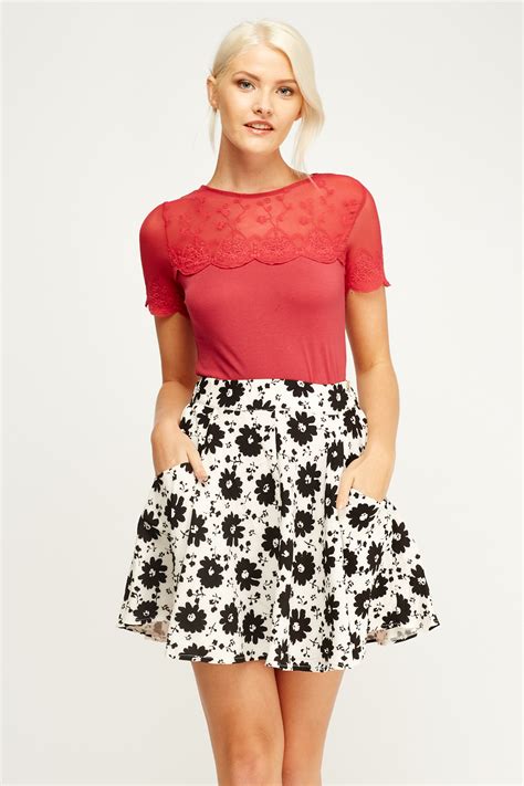 Flower Print Skirt Just