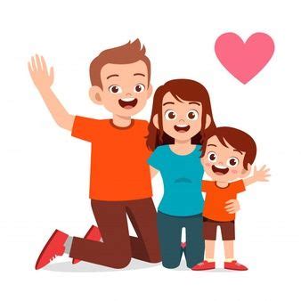 Feliz niño lindo niño y niña con mamá y papá | Vector Premium en 2020