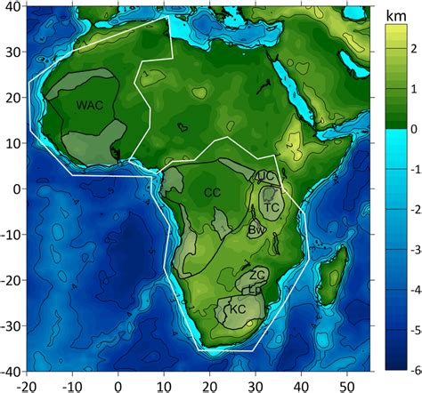 Topography And Bathymetry Of Africa And Surrounding Area Numbers