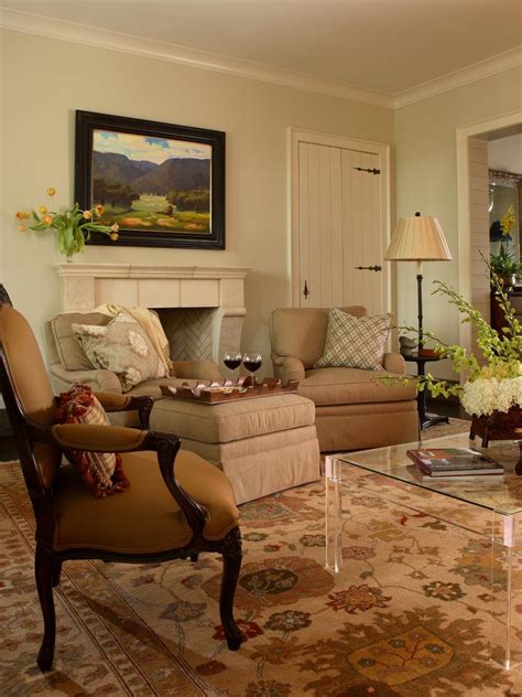 Traditional Neutral Living Room With Ghost Coffee Table Hgtv