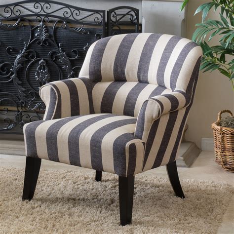 Noble House Sophie Blue Stripe Fabric Club Chair Gray