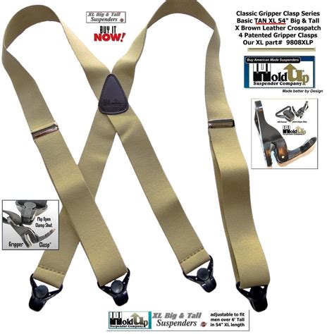Holdup Brand Xl Classic Series Basic Tan X Back Suspenders With Patent
