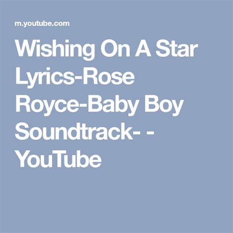 Wishing On A Star Lyrics Rose Royce Baby Boy Soundtrack Youtube