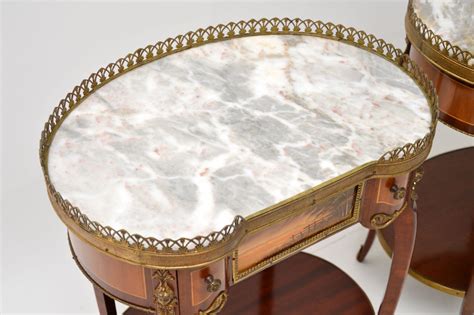 Pair Of Antique French Marble Top Kidney Side Tables Marylebone Antiques