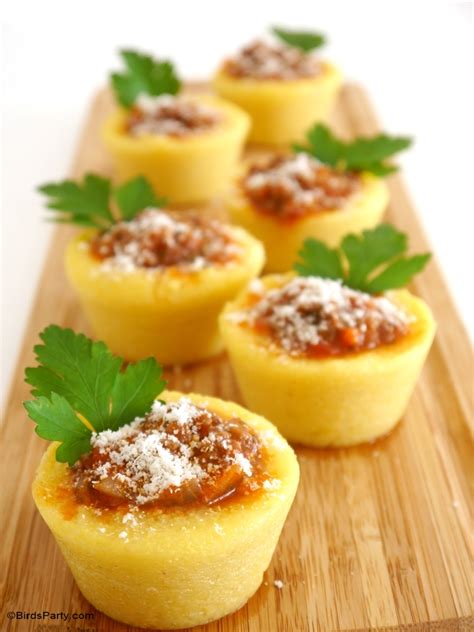 Party Food Gourmet Polenta Cups With Bolognese Sauce