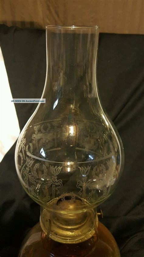 Antique Vintage Etched Glass Hurricane Oil Electric Lamp Shade Chimney