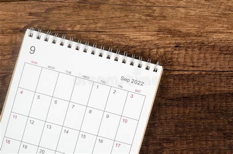 Top View Calendar Desk 2022 Calendar Planning In September Month On