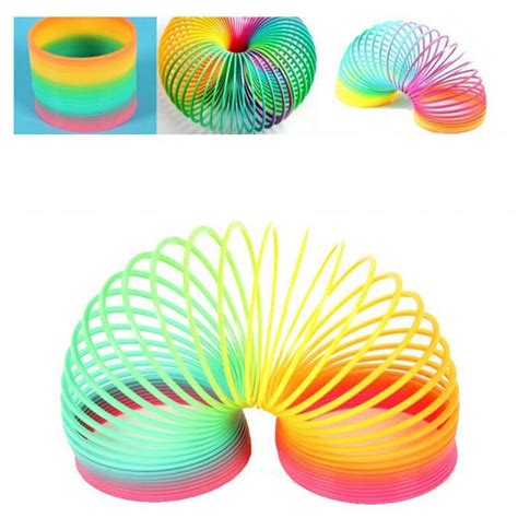 buy 6 cm plastic magic rainbow spring slinky toys educational rainbow bounce