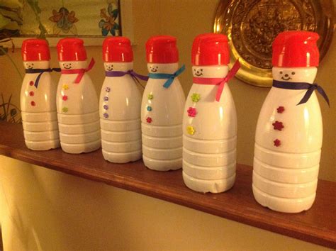 Snowmen Made From Coffee Creamer Containers And Filled With Treats Coffee Creamer Crafts Coffee