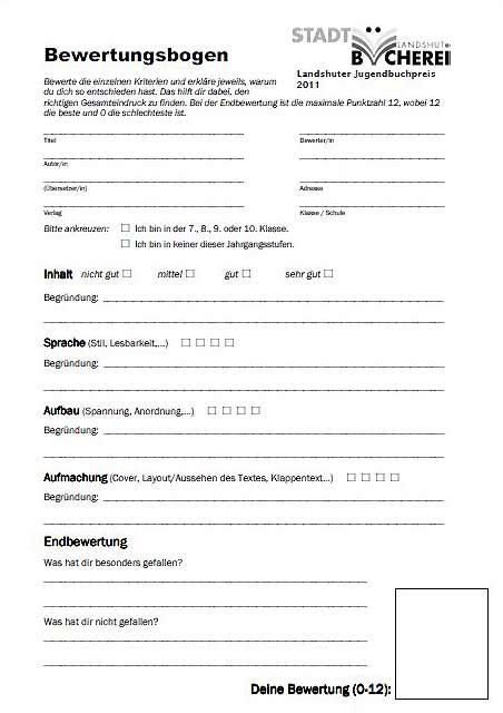 Mit dieser vorlage kann ein praktikumszeugnis erstellt werden. Landshuter Jugendbuchpreis - Wikipedia