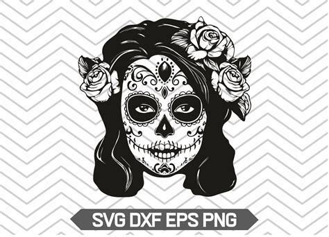 Sugar Skull Girl Svg Sugar Skull Svg Girl Skull Silhouette Etsy