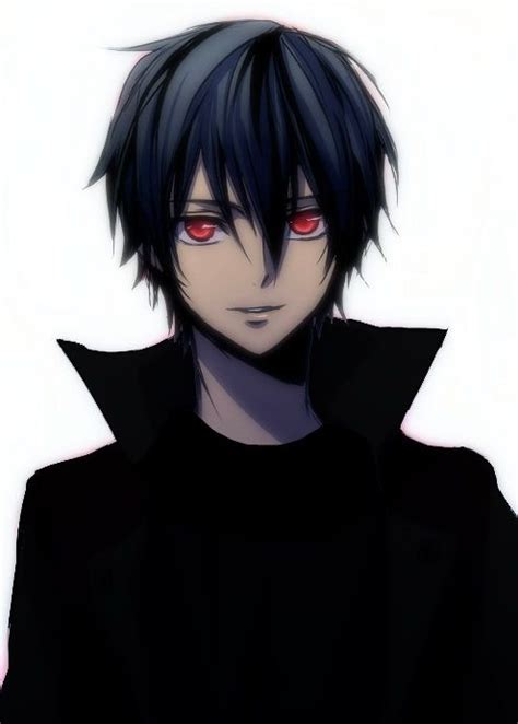 An Anime Character With Red Eyes Wearing A Black Hoodie And Dark