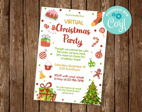 Virtual Christmas Party Invite Zoom Christmas Party Invite Etsy