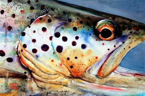 Brown Trout Watercolor Fish Art Print By Dean Crouser Etsy Fish Art