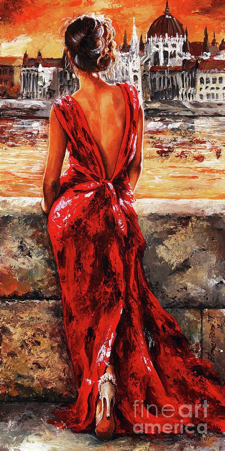 Lady In Red 34 I Love Budapest Painting By Emerico Imre Toth Fine