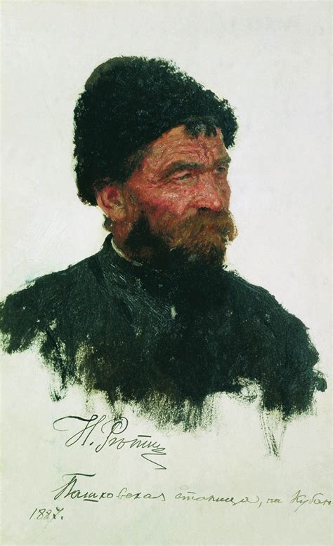 Head Of A Cossack Painting Ilia Efimovich Repin Oil Paintings Ilya