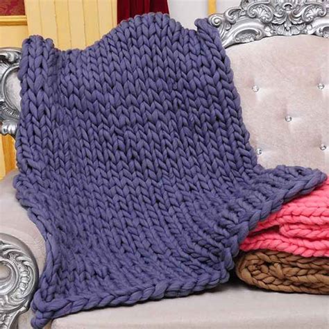 1 Pc Handmade Chunky Knitted Blanket Thick Yarn Wool Bulky Throws