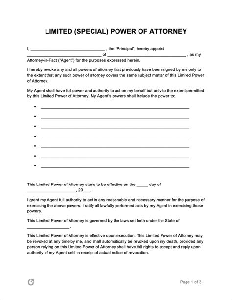 Free Power Of Attorney Template Word