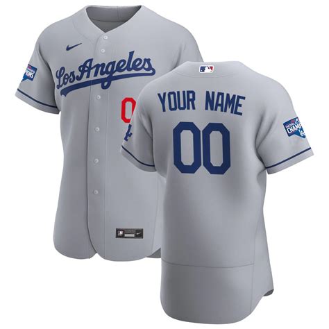 Los Angeles Dodgers Custom Mens Nike Gray Road 2020 World Series