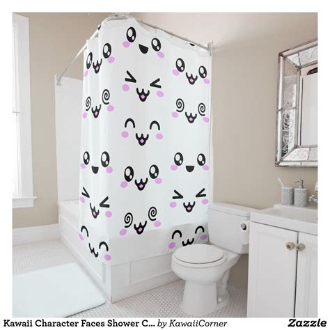 Here you will find cute shower curtains that are colorful, elegant and pretty. Kawaii Character Faces Shower Curtain | Zazzle.com (With ...