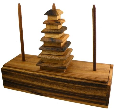 Tower of Hanoi Chedi - Wooden Brain Teaser Puzzle