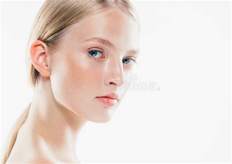 Beauty Woman Face Portrait Close Up Beautiful Model Girl With P Stock