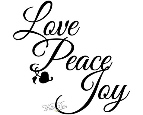 Peace Love Joy Silhouette Words Wall Art Letters Heart