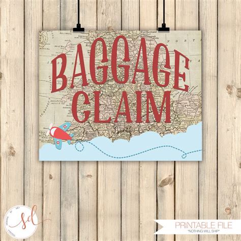 Vintage Travel Airplanes Birthday Party Sign Baggage