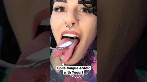 asmr split tongue w yogurt asmreating asmreatingshow asmreatingsound asmreatingfood