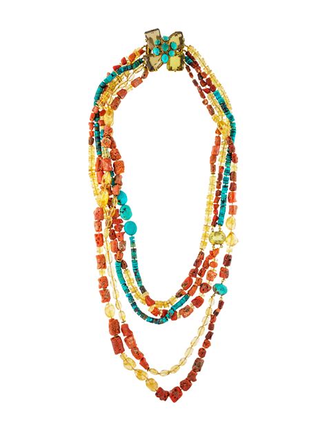 Coral, Turquoise & Citrine Multistrand Necklace | Multi strand necklace, Necklace, Multi strand