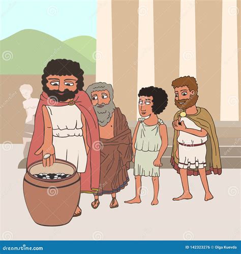People Voting In Ancient Greece Cartoon Stock Vector Illustration Of