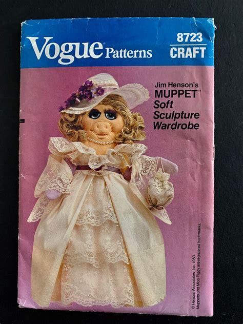 Vogue Pattern 8723 Craft Jim Hensons Muppet Soft Etsy