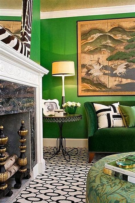 Kelly Green With Black And White Green Decor Green Interiors Living