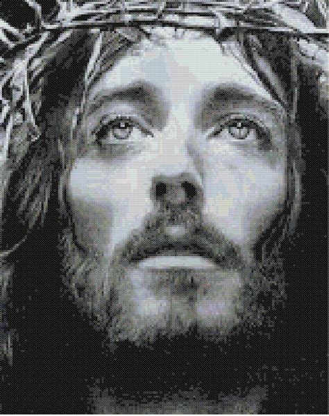 Jesus In Black And White Cross Stitch Pattern Etsy Cross Stitching