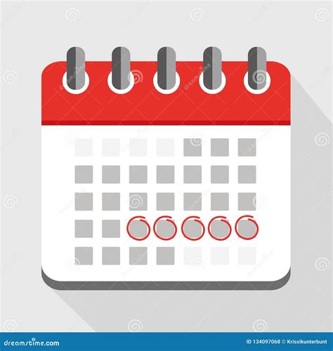 Calendario Rojo Con Cinco Fechas Circundadas Ilustración Del Vector