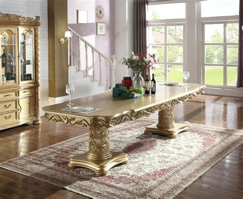 Meridian Furniture 703 Bennito Dining Room Set 9pcs In Rich Gold Hand