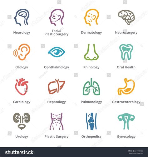 Colored Medical Specialties Icons Set 1 Sympa Series Stock Vector