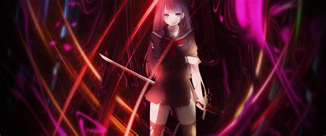 2560x1080 Little Upset Anime Girl With Sword 4k 2560x1080 Resolution Hd